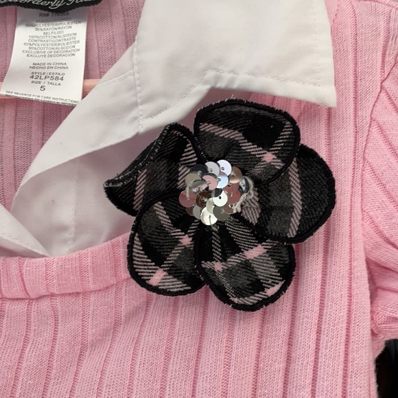 Disorderly Kids Pink and charcoal plaid dress, size 5 - Picture 3 of 5